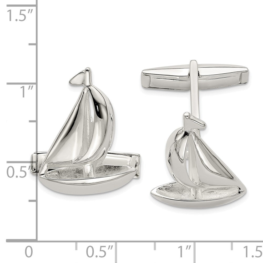 Sterling Silver Sail Boat Cuff Links