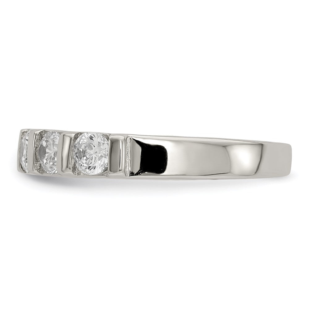 Sterling Silver Rhodium-plated CZ 5-Stone Ring
