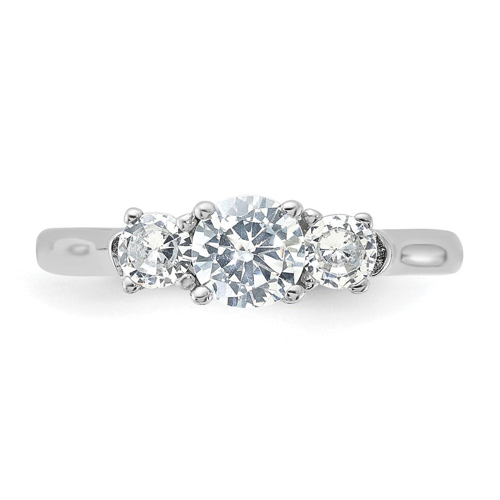 Sterling Silver Rhodium-plated Three CZ Ring
