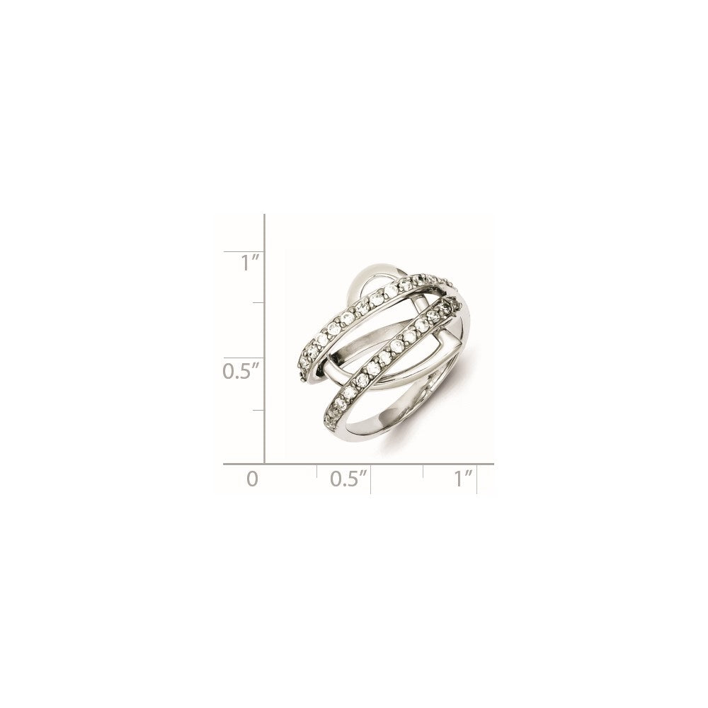 Sterling Silver CZ Captured Heart Ring