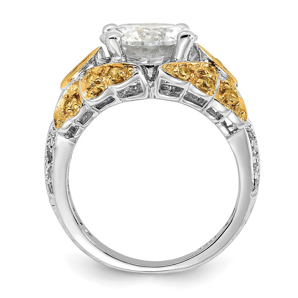 Sterling Silver & Gold-tone Vermeil Yellow & Clear CZ Ring