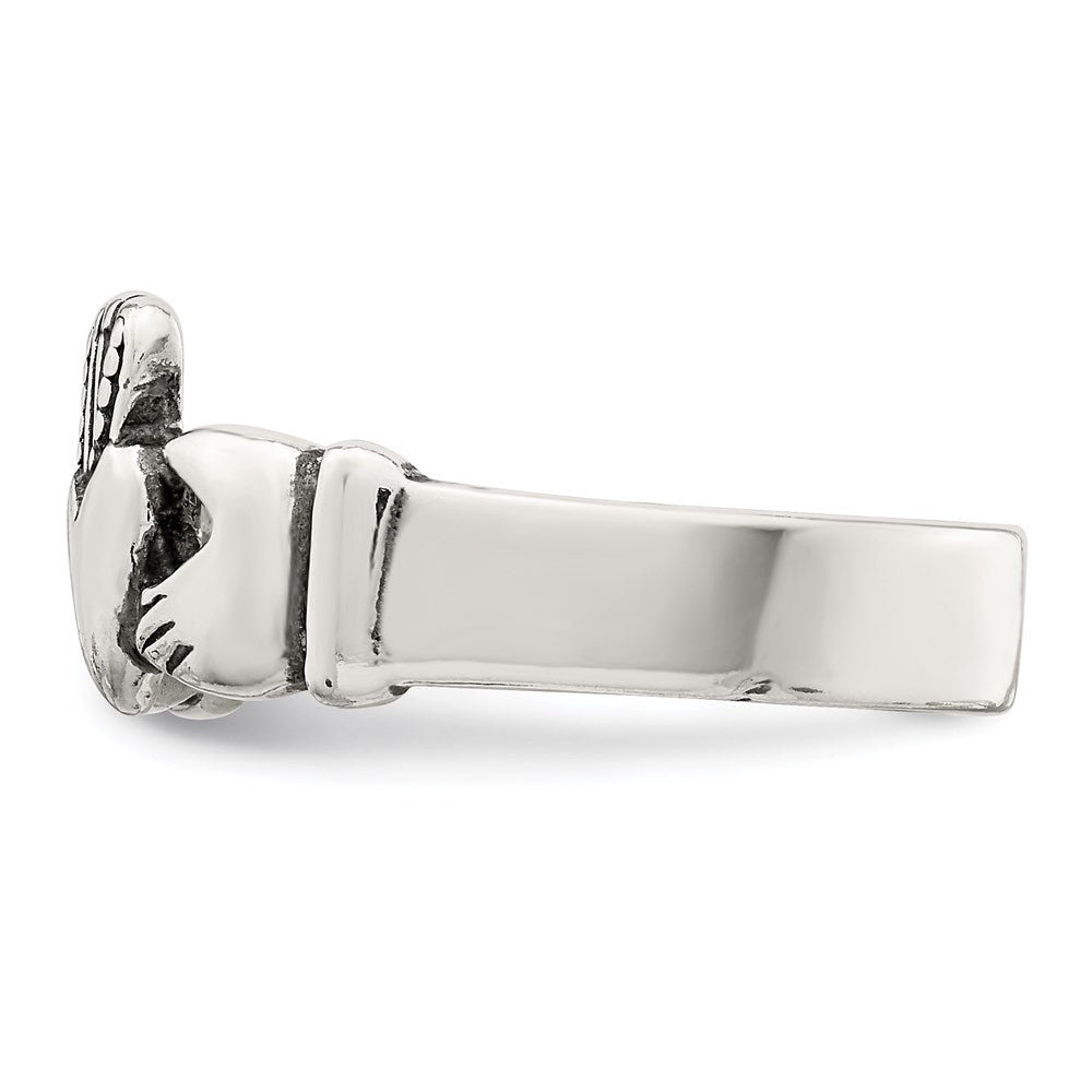 Sterling Silver Antiqued Claddagh Ring