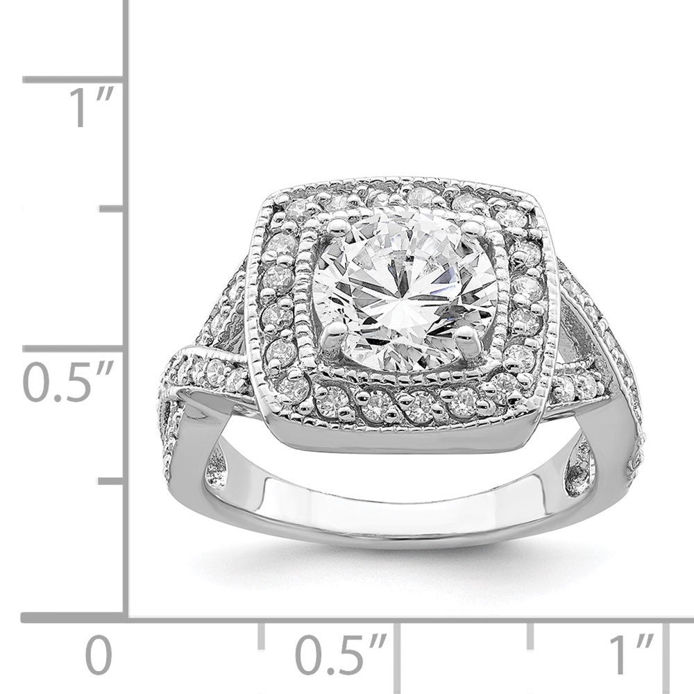 Sterling Silver Rhodium-plated Round 8.10mm CZ Ring