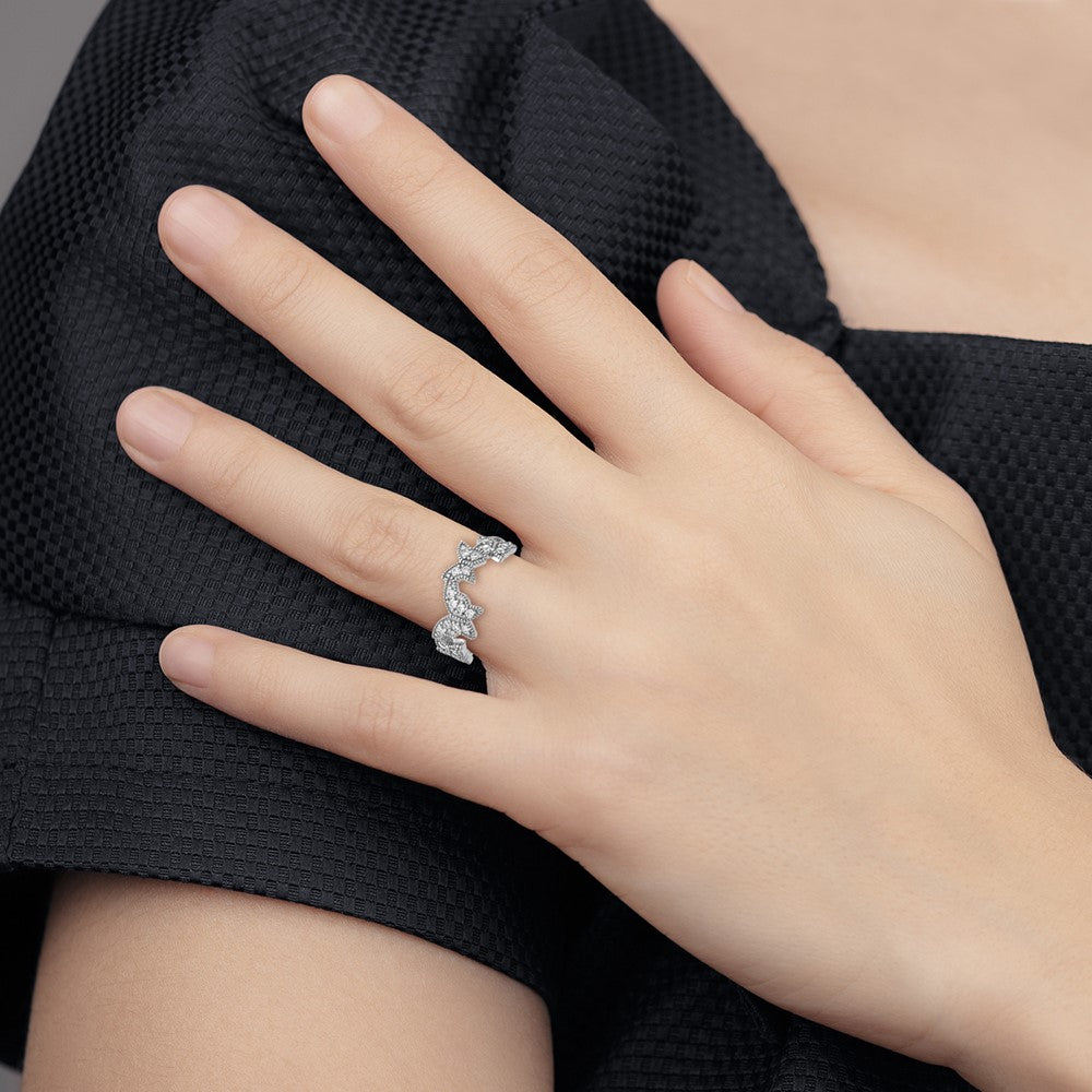 Sterling Silver Rhodium-plated Butterfly CZ Ring