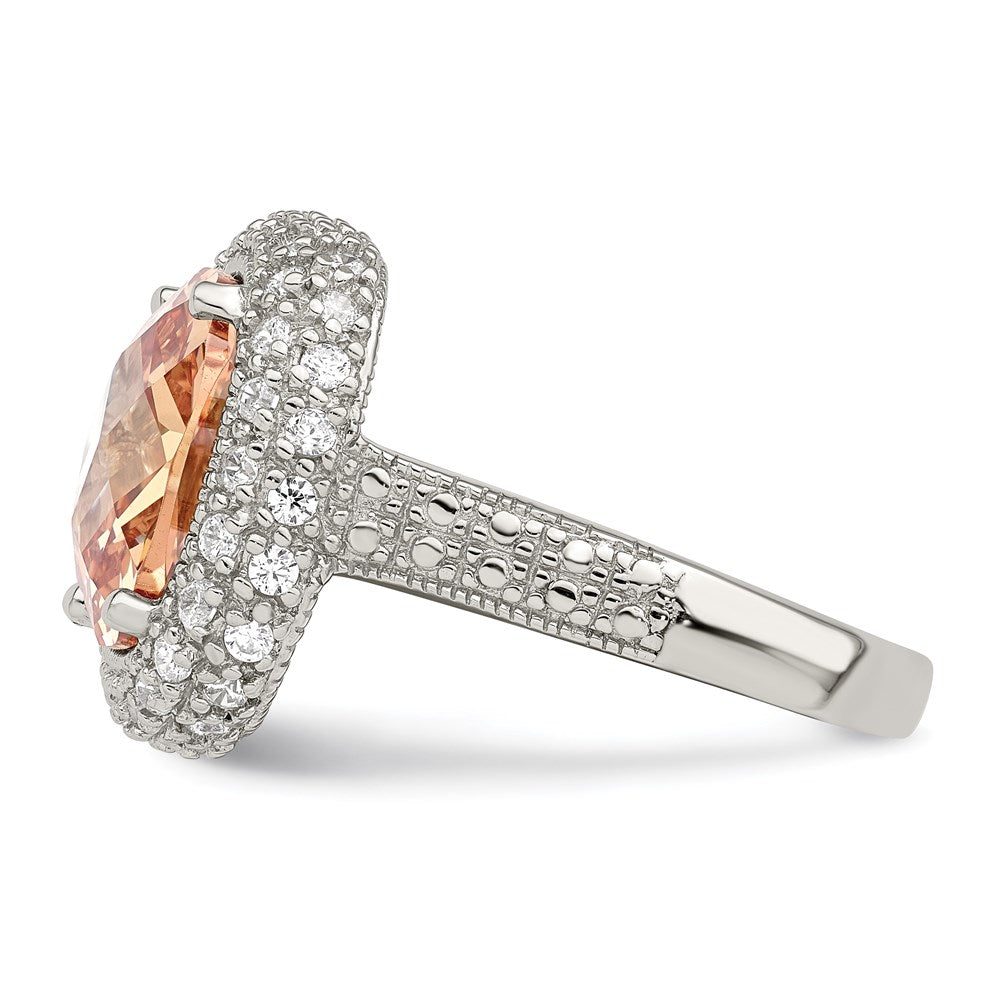 Sterling Silver Champagne & Clear Color CZ Ring