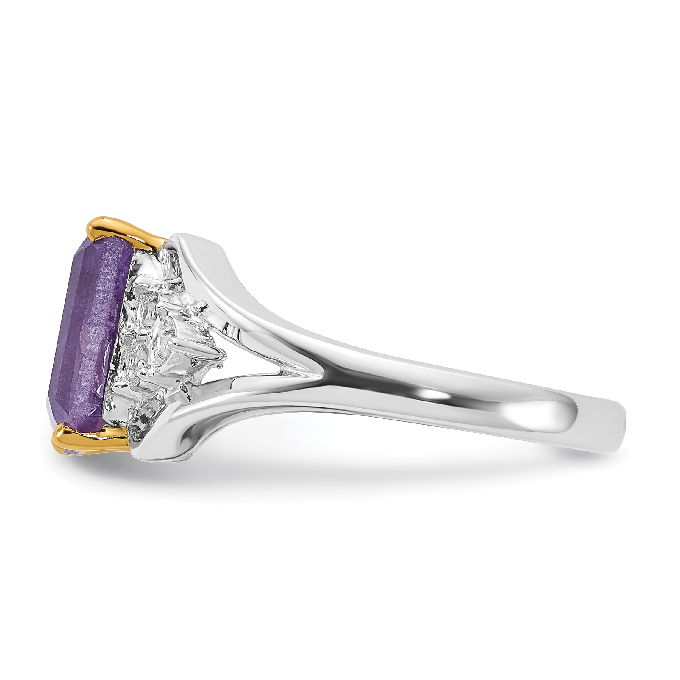 Sterling Silver & 14K Accent Amethyst and Diamond Ring