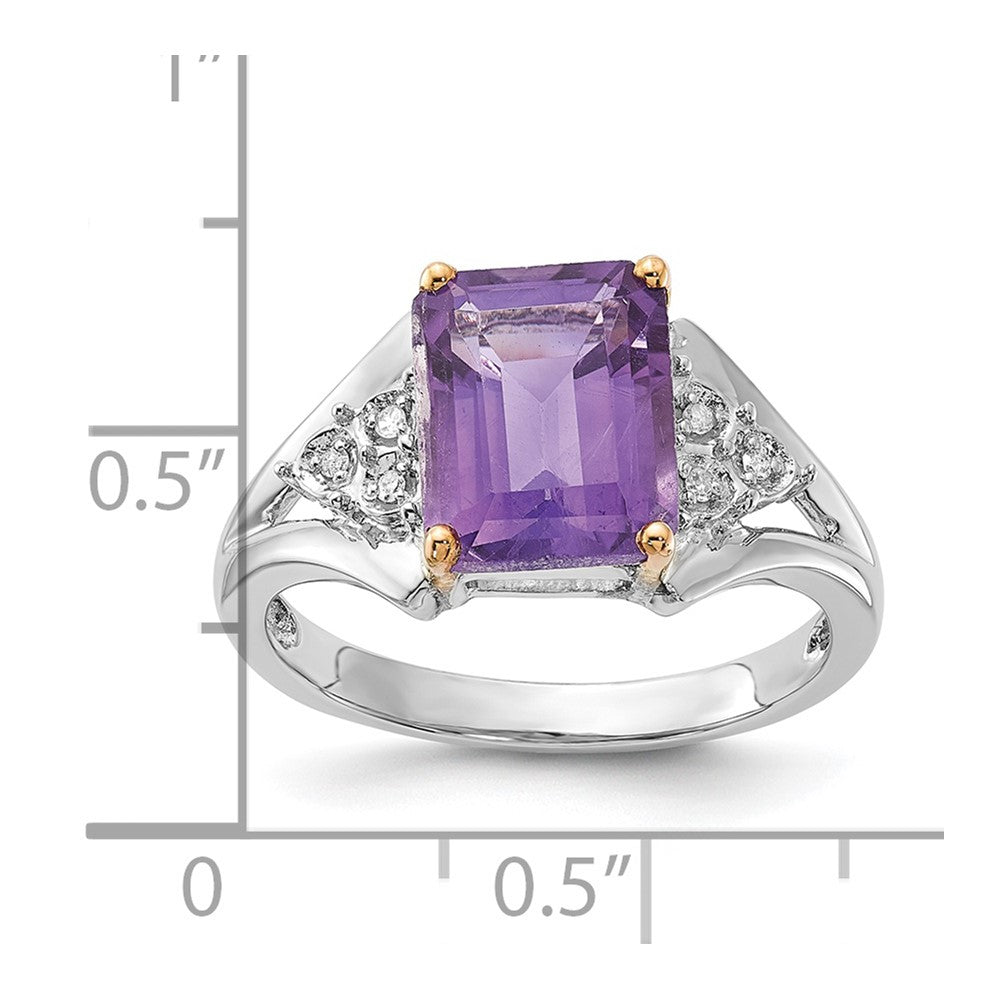 Sterling Silver & 14K Accent Amethyst and Diamond Ring