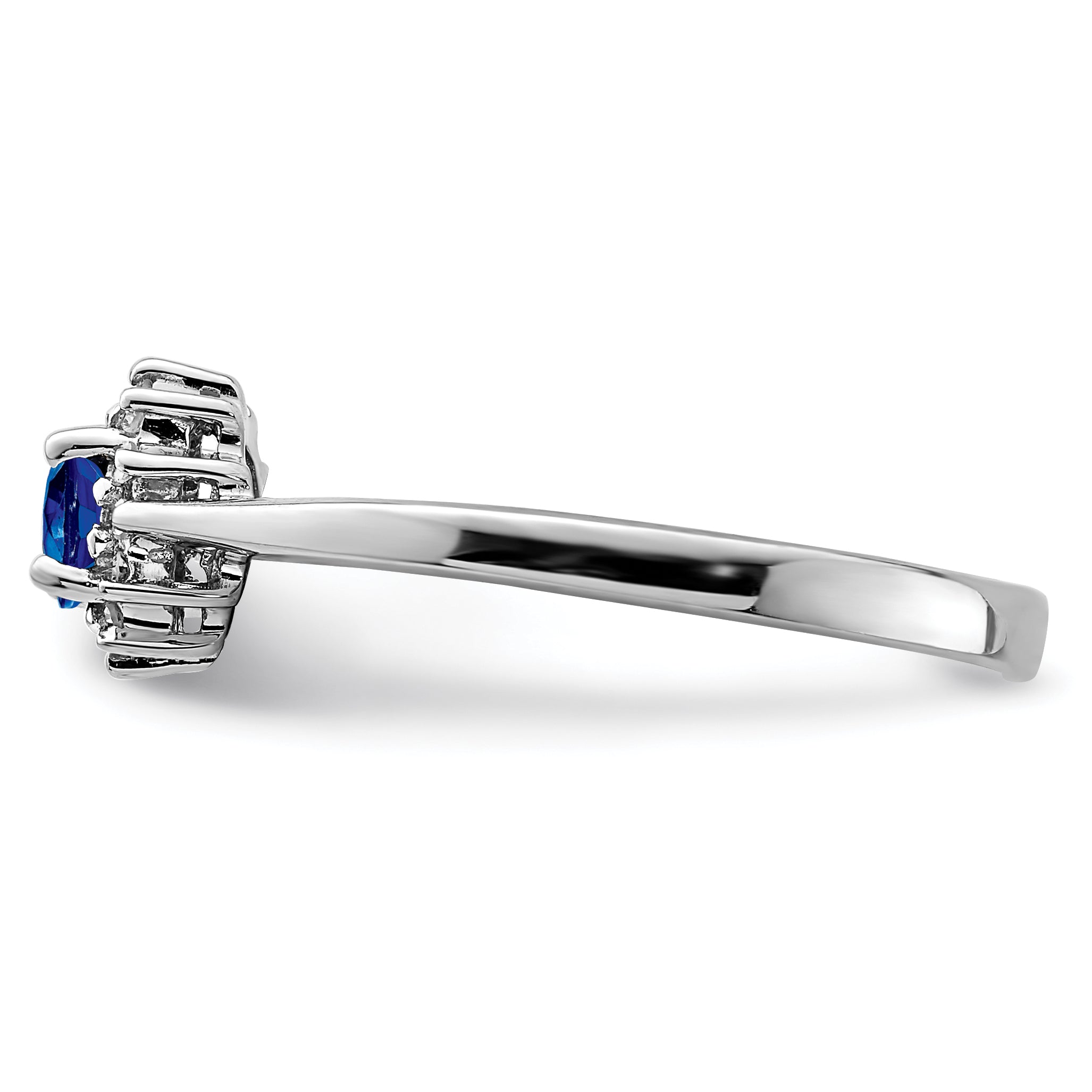Sterling Silver Rhodium-plated Sapphire & Diamond Ring