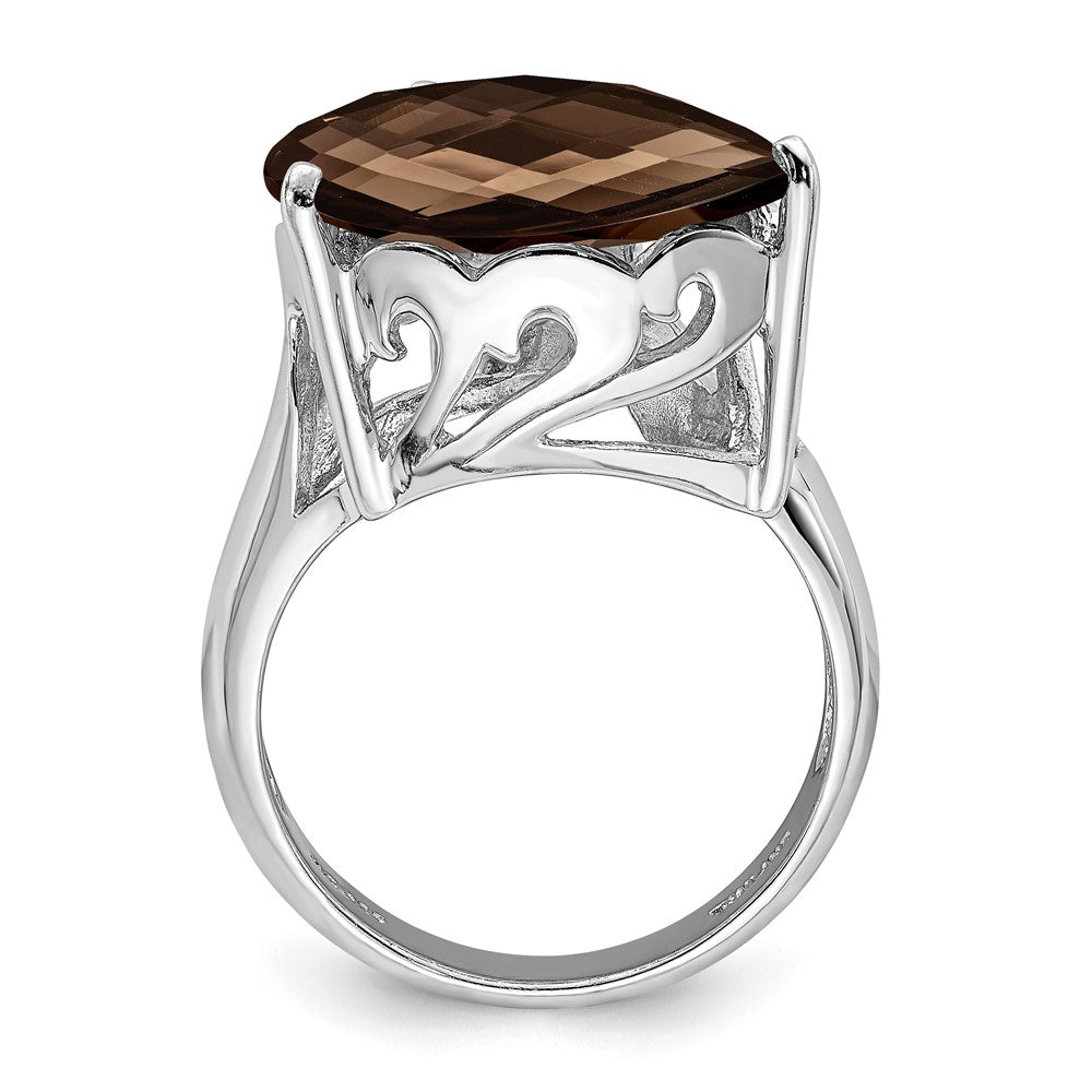 Sterling Silver Rhodium Smoky Quartz & Diam. Ring