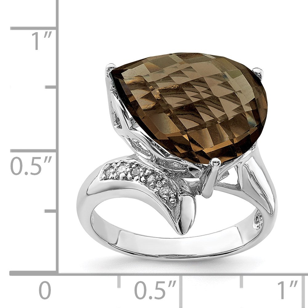 Sterling Silver Rhodium Smoky Quartz & Diam. Ring
