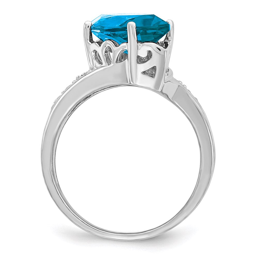 Sterling Silver Rhodium Blue Topaz & Diam. Ring