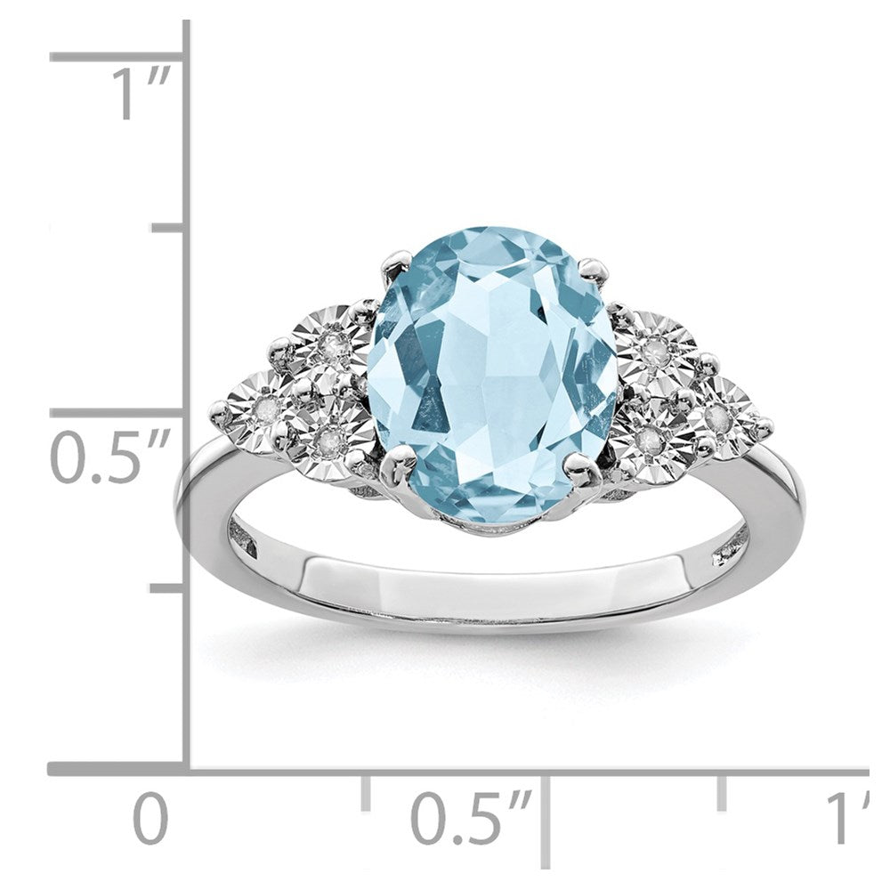 Sterling Silver Rhodium Diam. & Sky Blue Topaz Ring