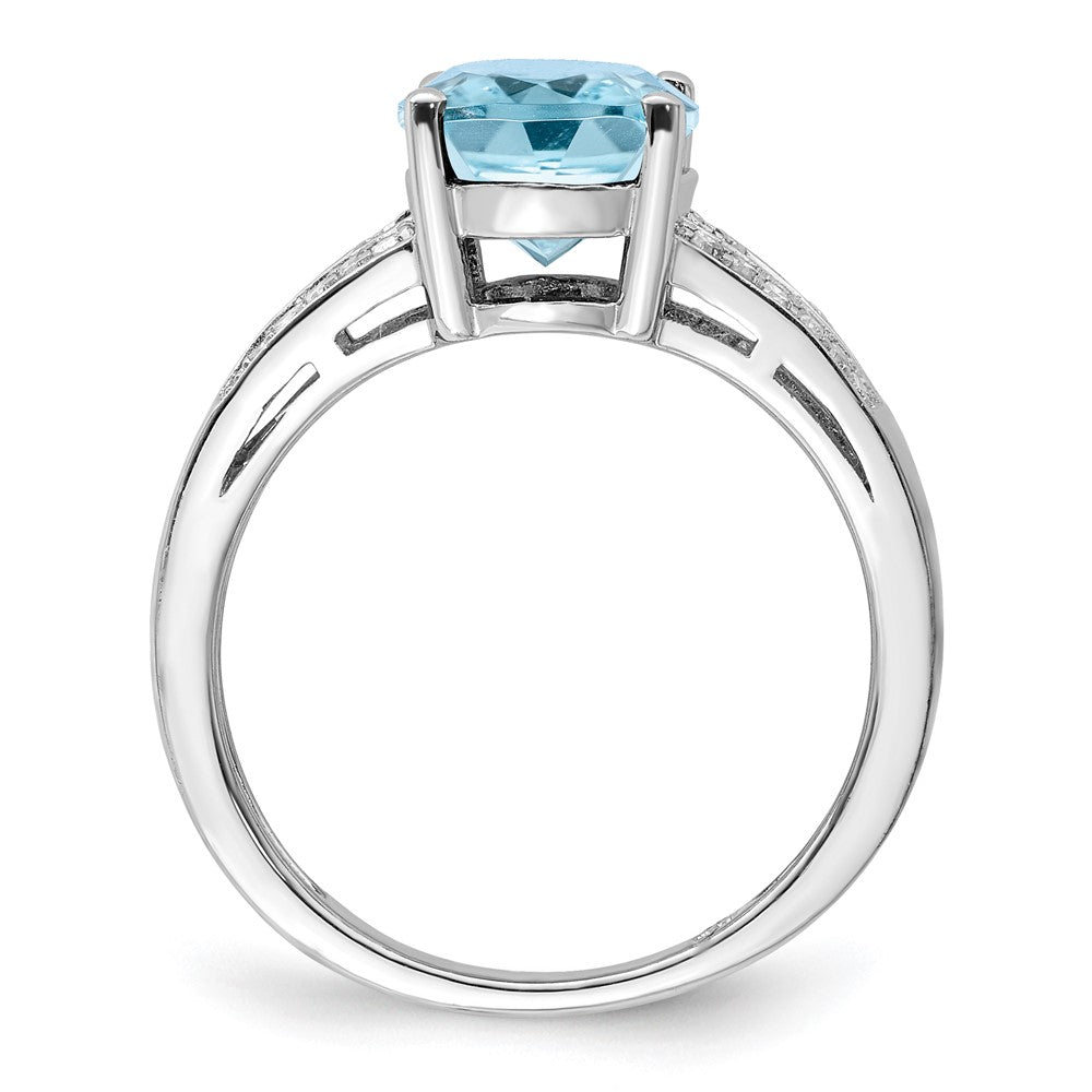 Sterling Silver Rhodium Diam. & Sky Blue Topaz Ring