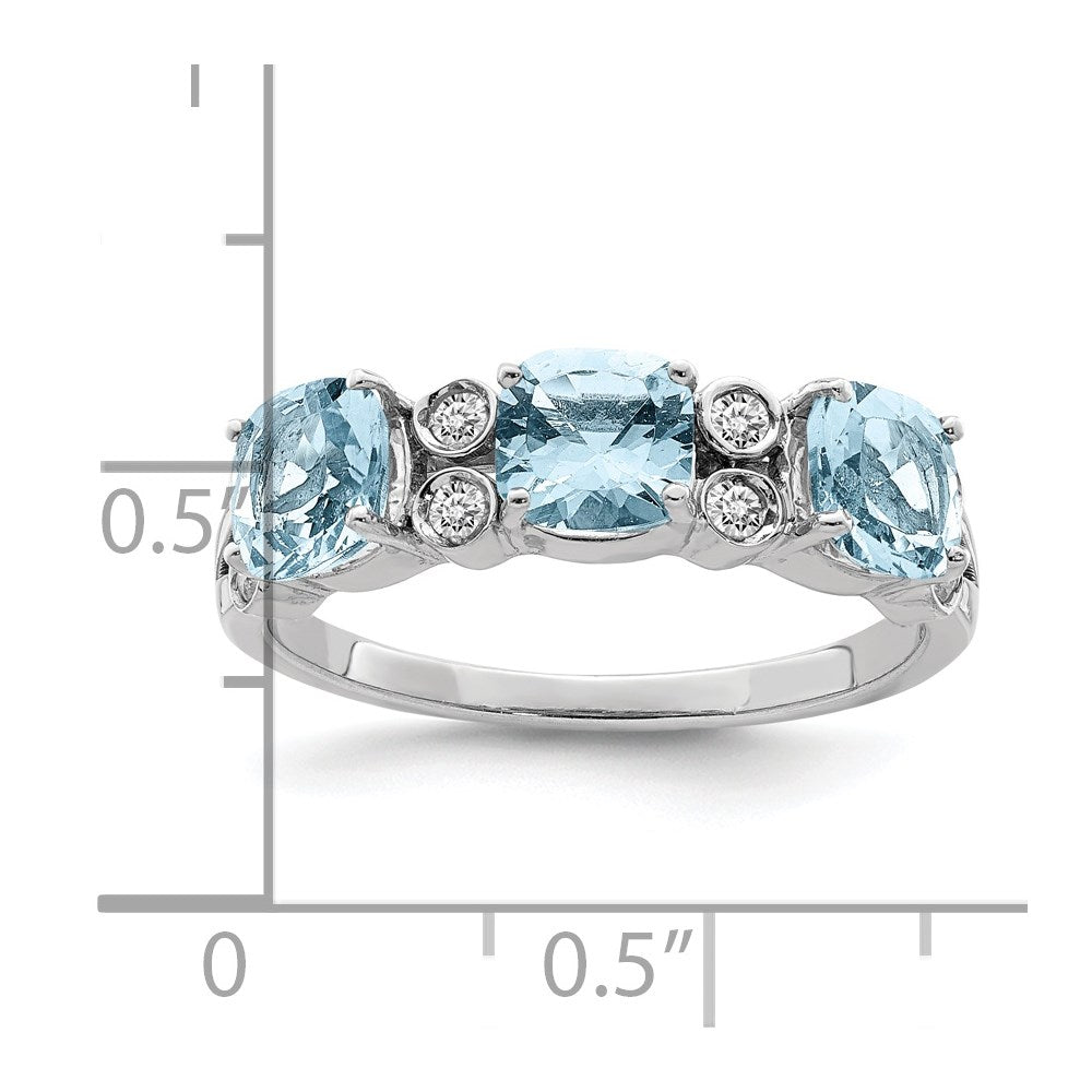 Sterling Silver Rhodium Diam. & Sky Blue Topaz Ring