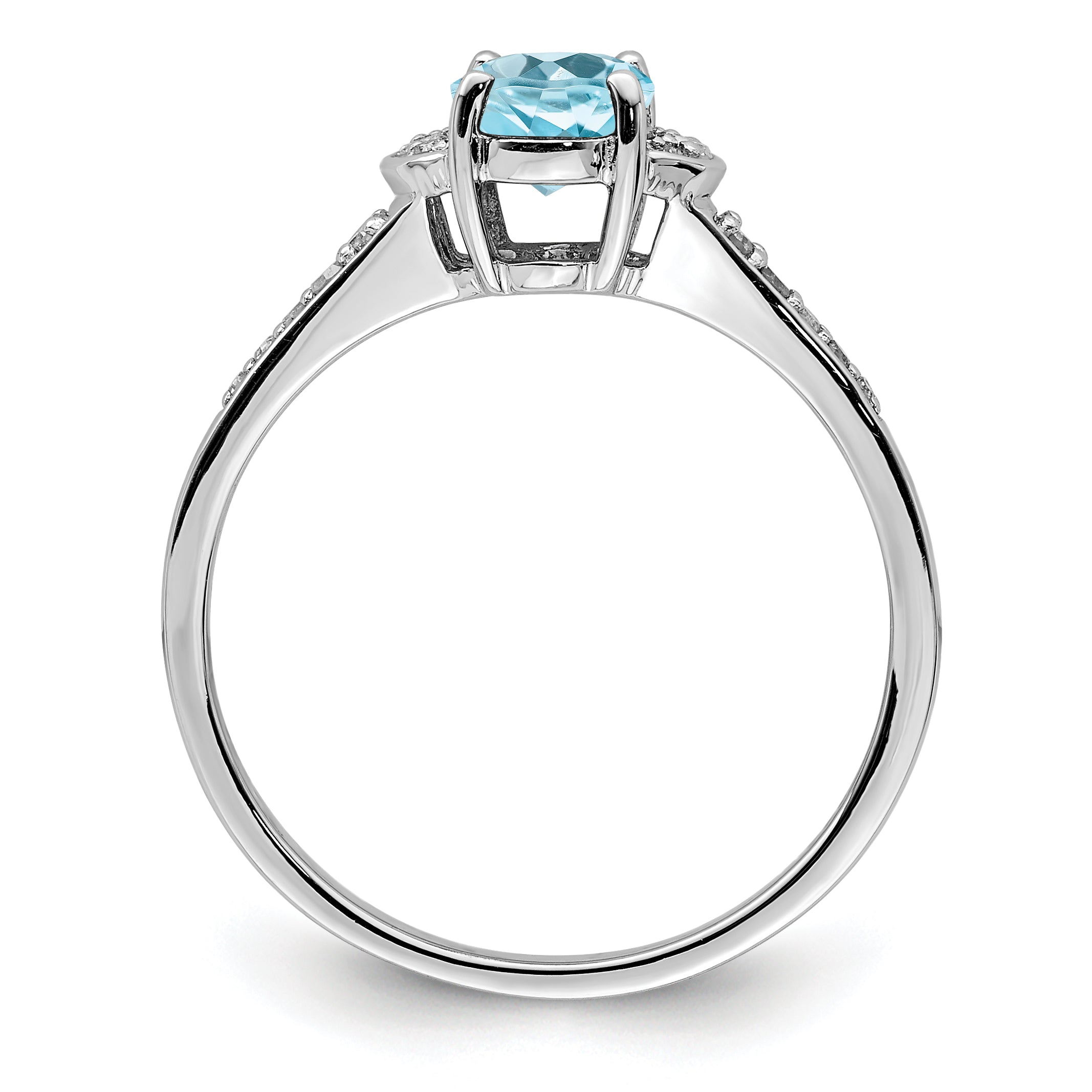 Sterling Silver Rhodium Diam. & Sky Blue Topaz Ring