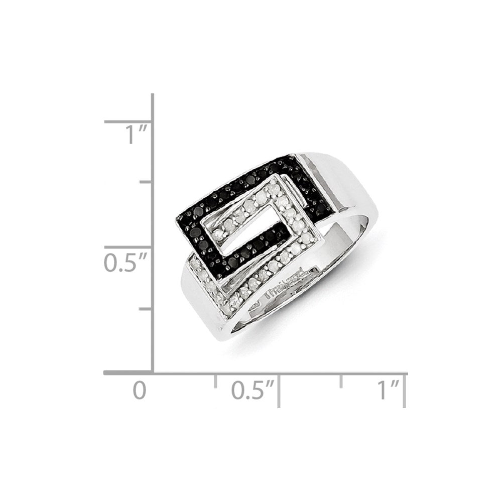 Sterling Silver Black & White Diamond Ring