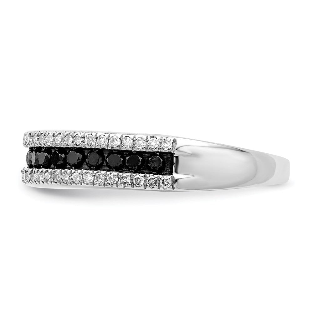 White Night Sterling Silver Rhodium-plated Black and White Diamond Band