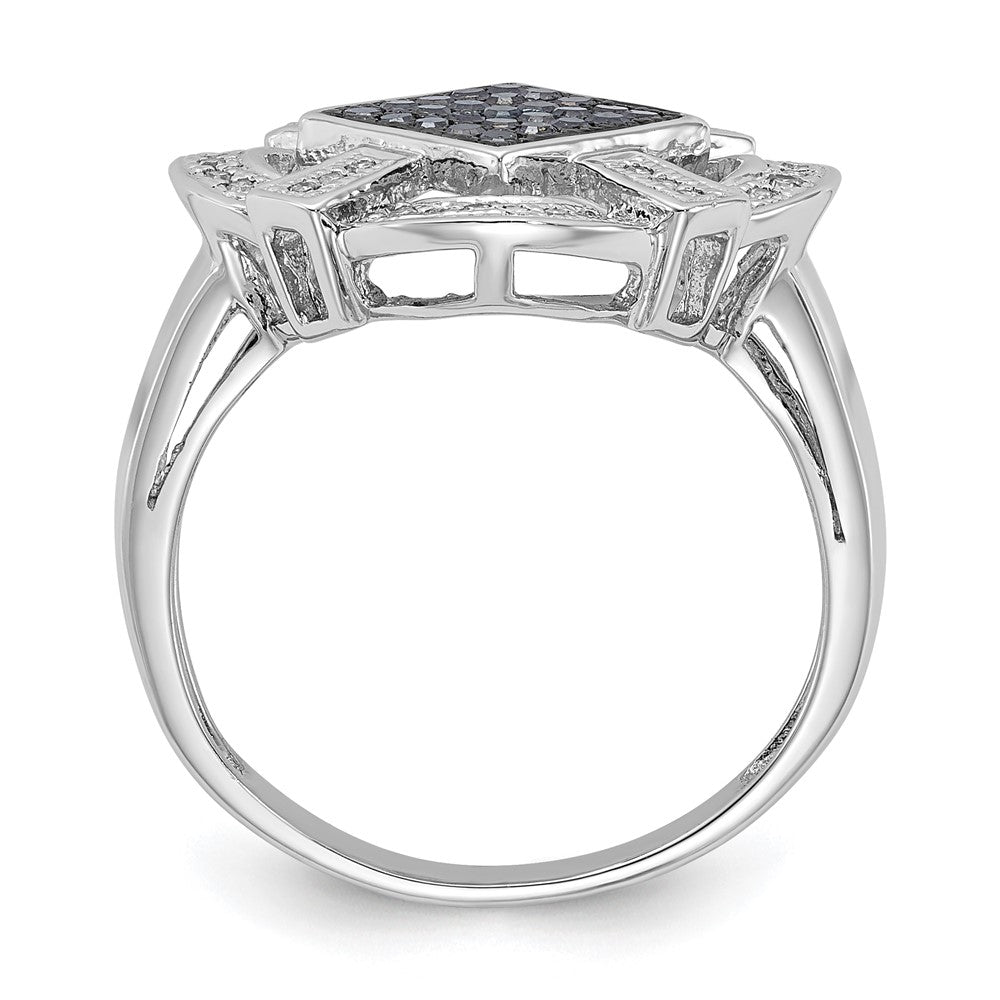 Sterling Silver Polished Black & White Diamond Ring