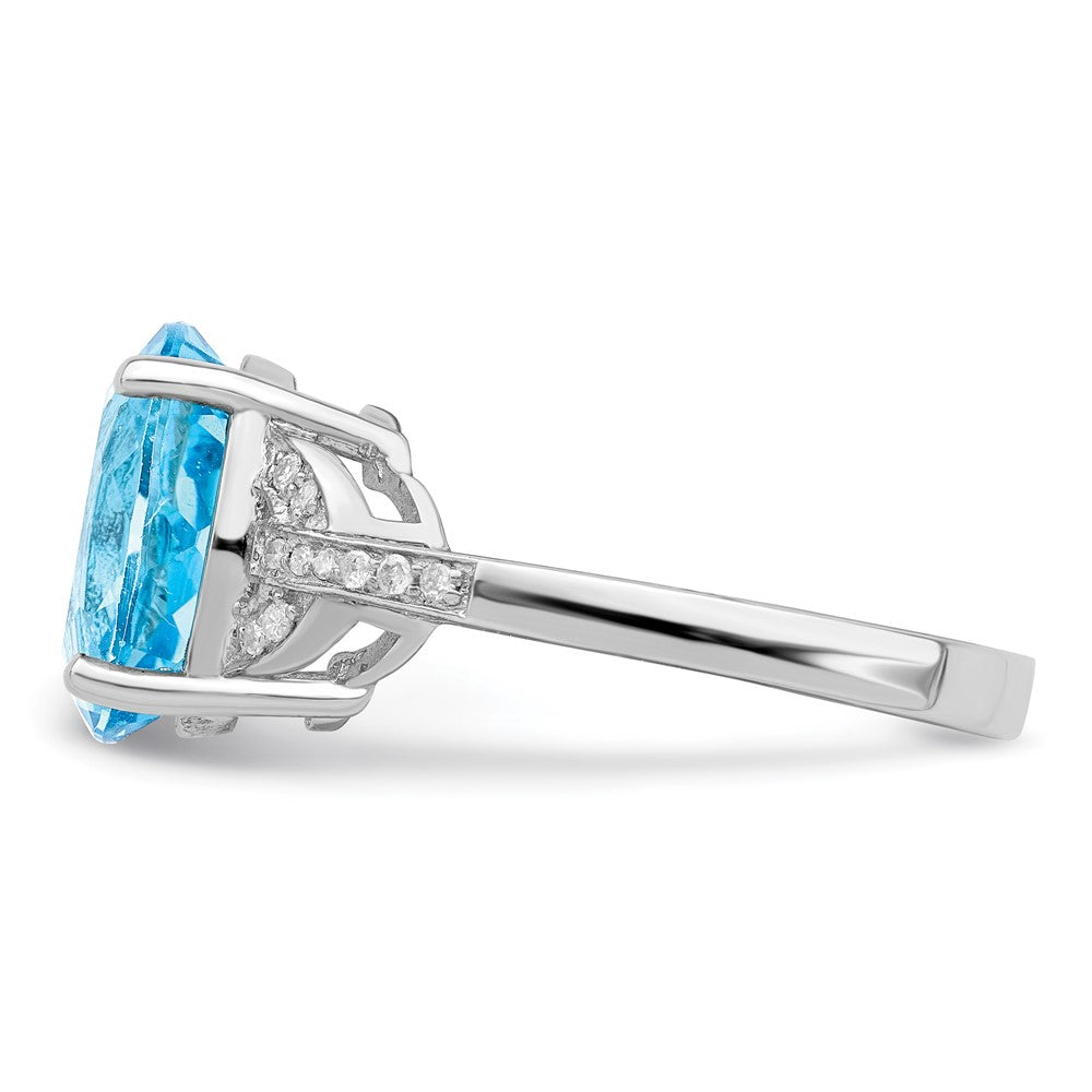 Sterling Silver Rhodium Sky Blue Topaz & Diam. Ring