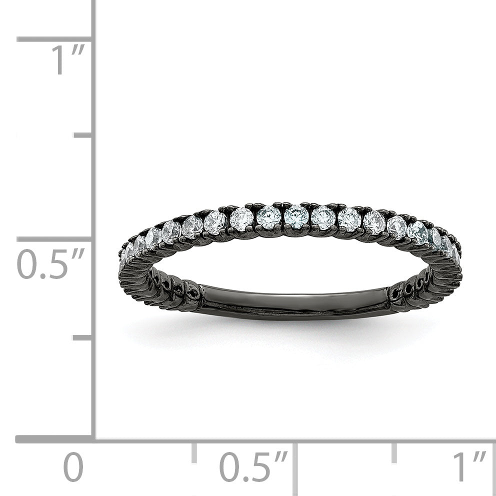Sterling Shimmer Sterling Silver Black Rhodium-plated28 Stone CZ Band