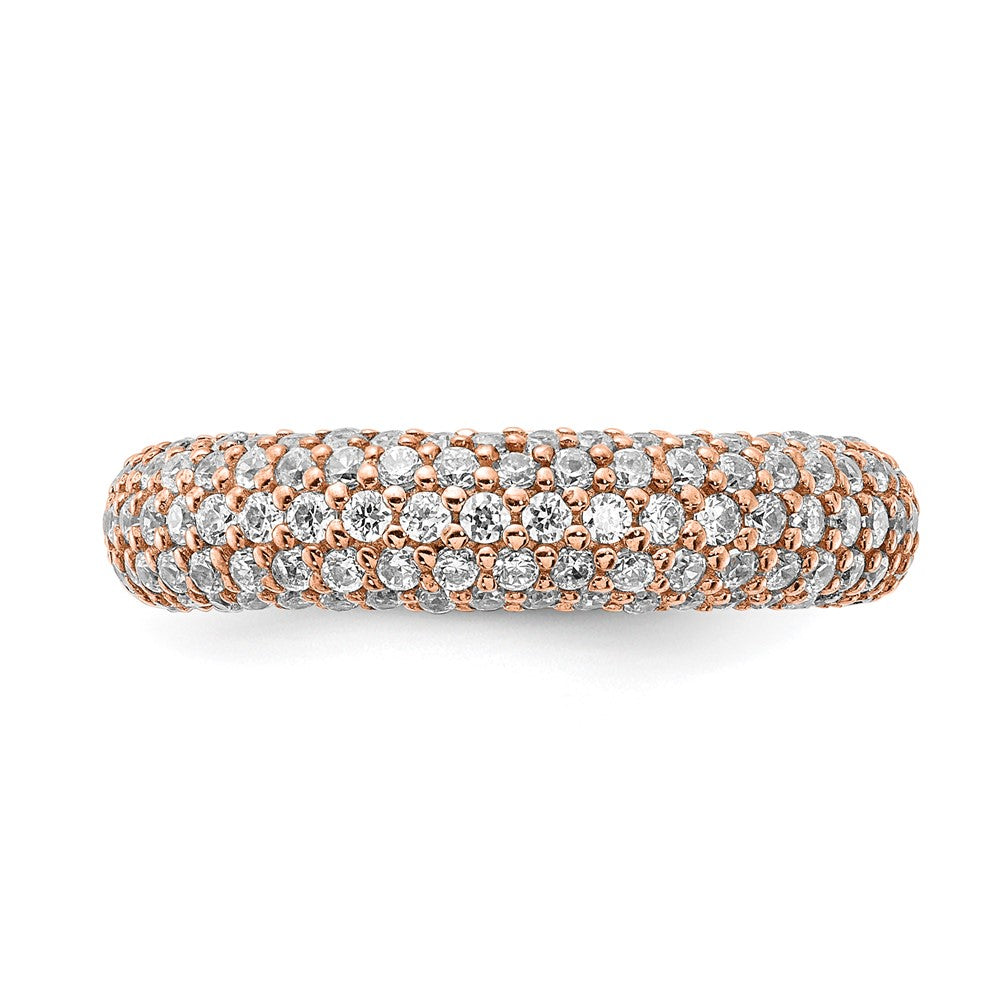 Sterling Silver PavÇ Rose Gold-plated 113 Stone CZ Ring