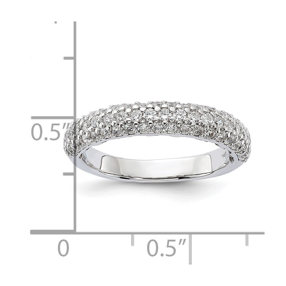 Sterling Silver PavÇ Rhodium-plated 61 Stone CZ Ring
