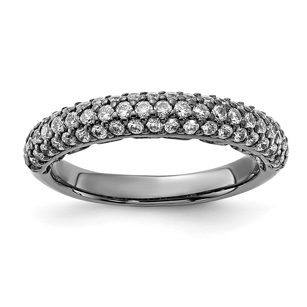Sterling Silver PavΓ Ruthenium-plated 61 Stone CZ Ring