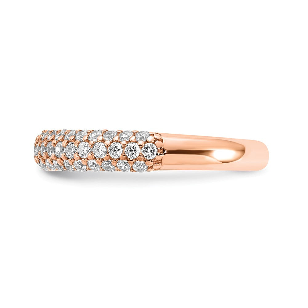 Sterling Silver PavÇ Rose Gold-plated 61 Stone CZ Ring
