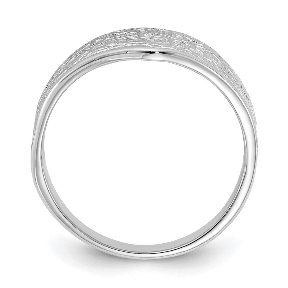 Sterling Silver Polished Heart Swirl Design Ring