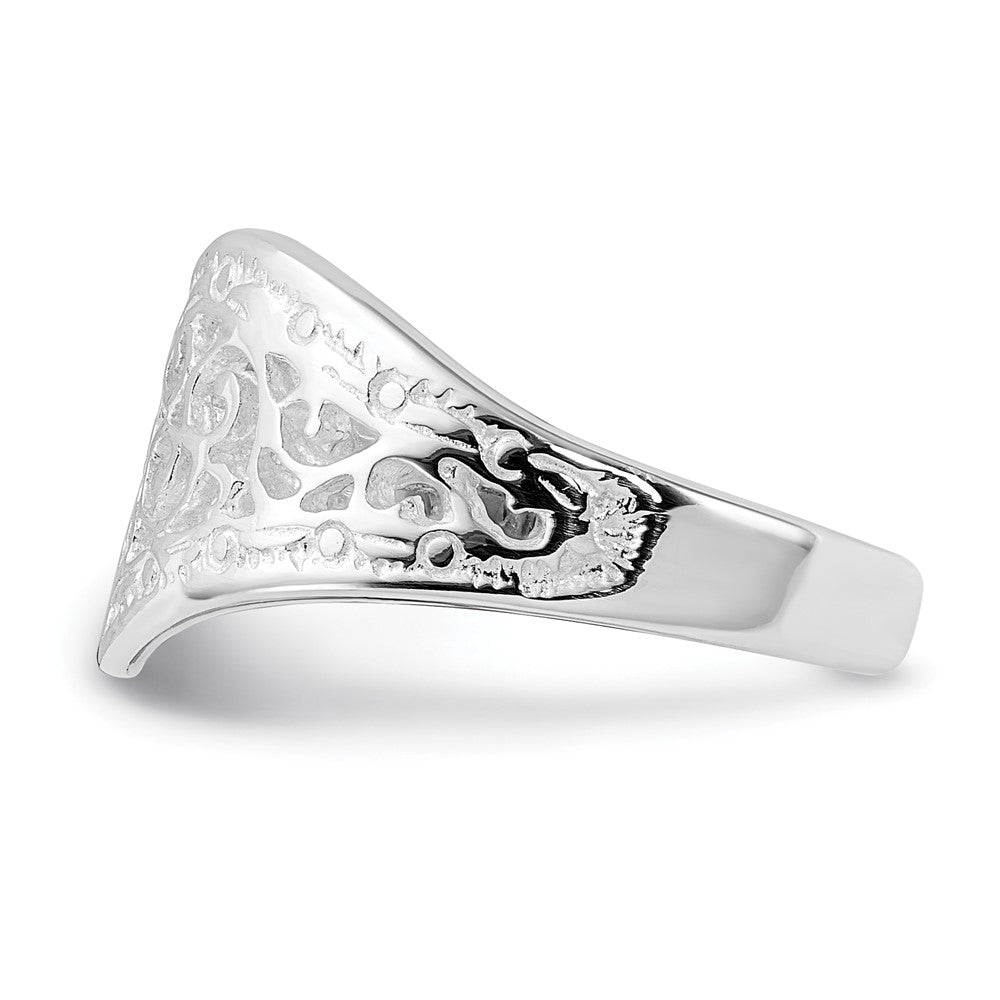 Sterling Silver Polished Heart Swirl Design Ring