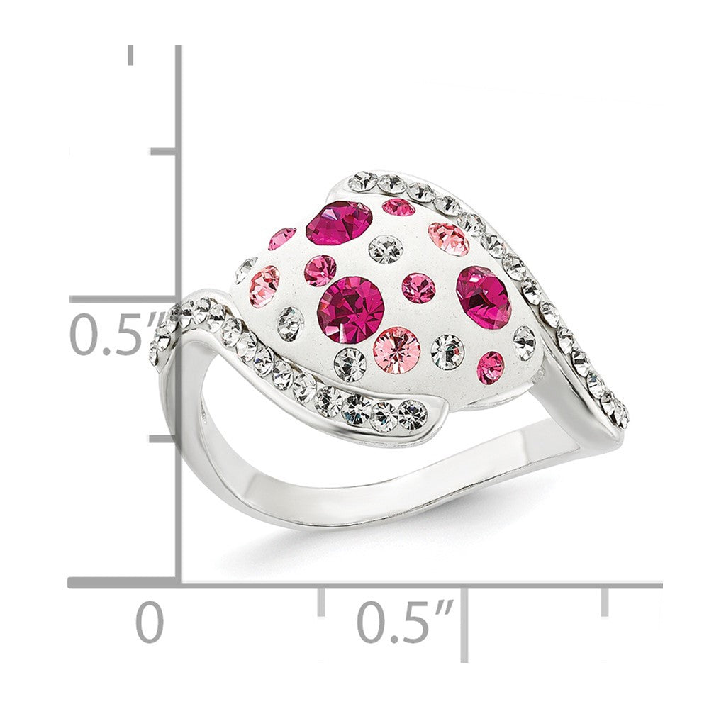 Sterling Silver Pink and White Stellux Crystal Ring