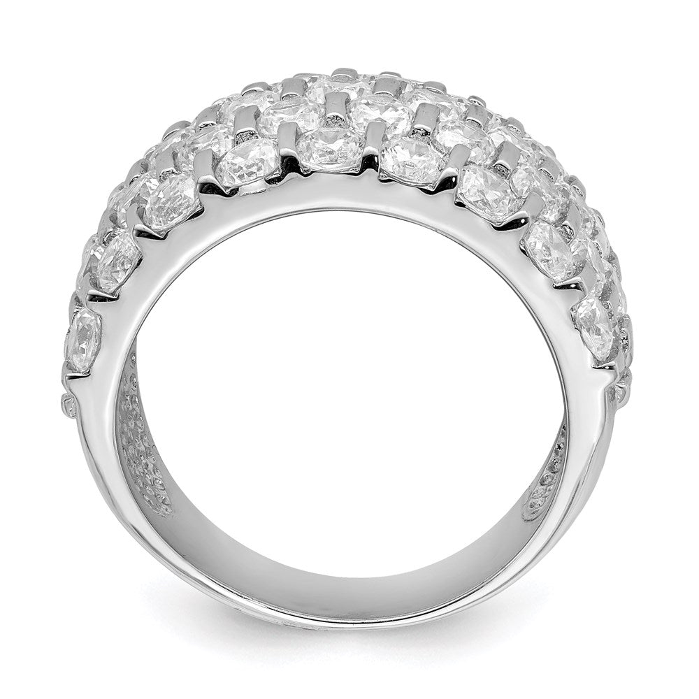 Sterling Silver Rhodium-plated CZ Wide Band Ring