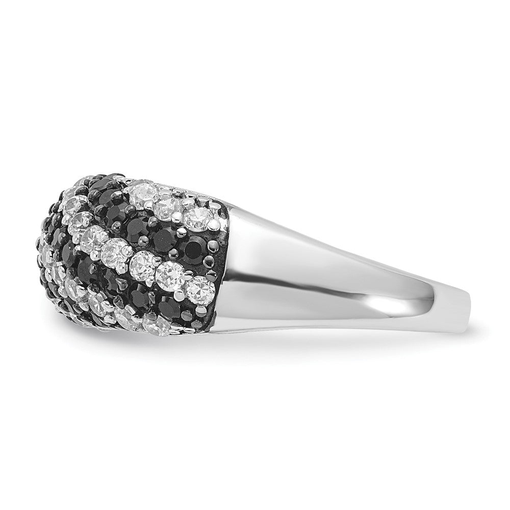 Sterling Silver Rhodium-plated Black & White CZ Ring