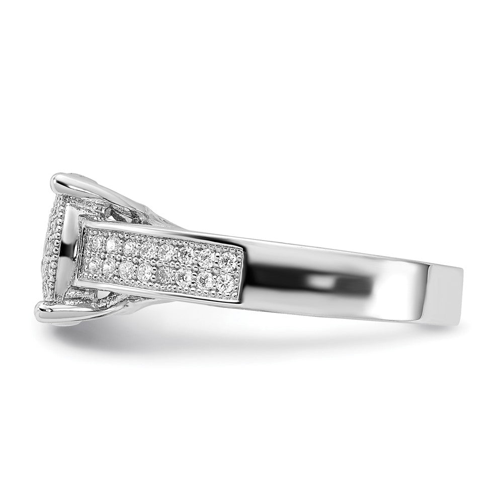 Sterling Silver Polished Micro PavÇ CZ Center Circle Ring