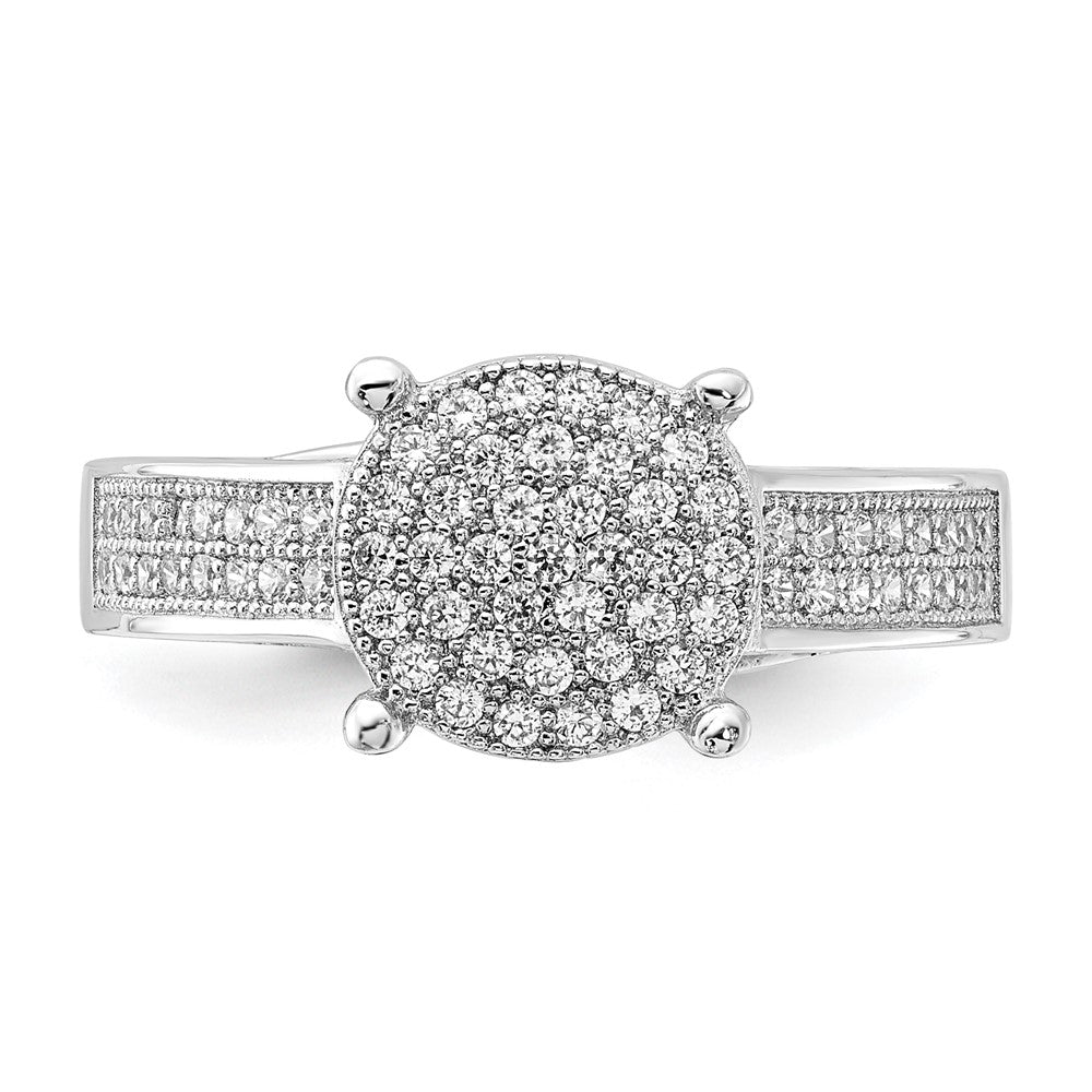 Sterling Silver Polished Micro PavÇ CZ Center Circle Ring