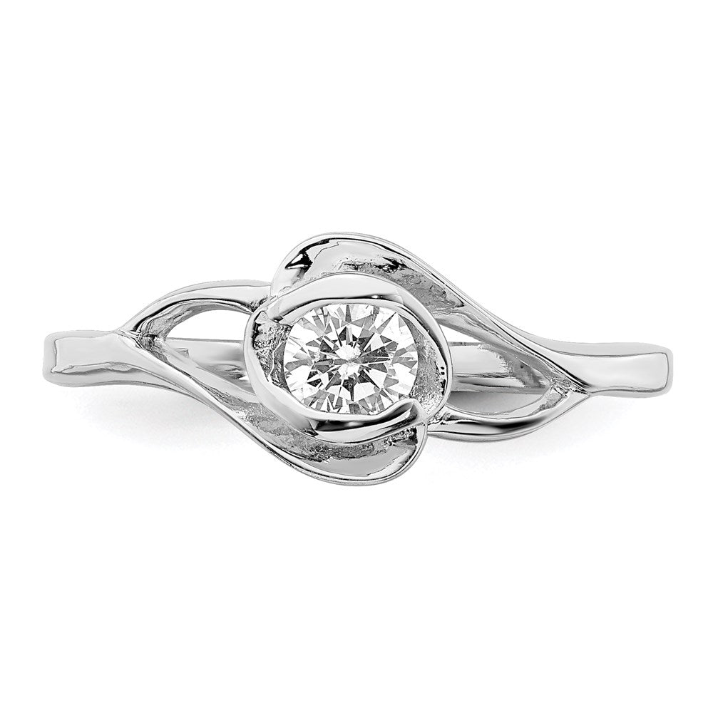 Sterling Silver Rhodium Plated CZ Ring