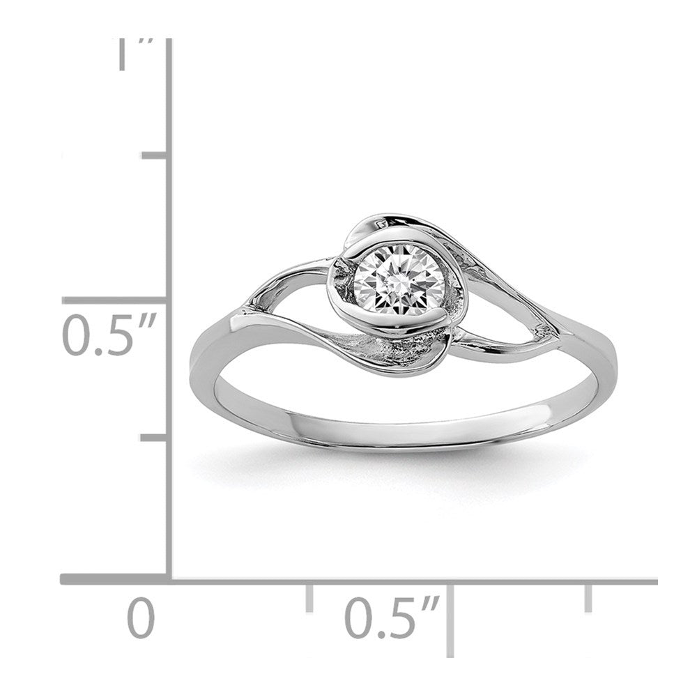 Sterling Silver Rhodium Plated CZ Ring