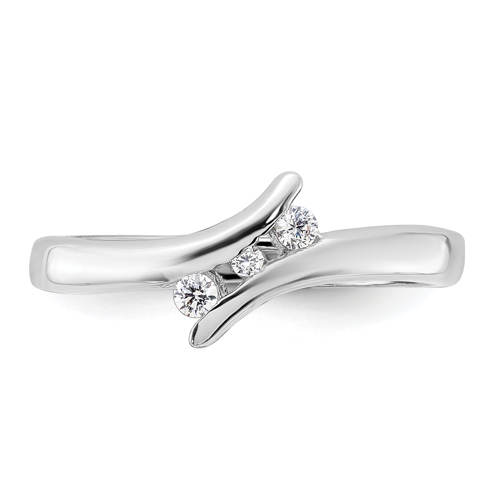 Sterling Silver Rhodium Plated CZ Ring
