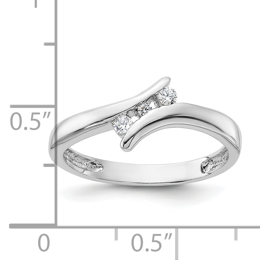 Sterling Silver Rhodium Plated CZ Ring