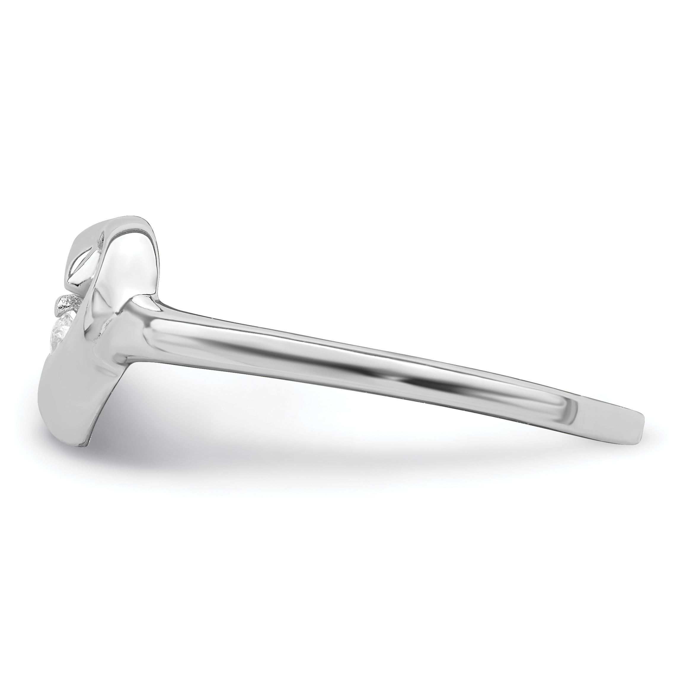 Sterling Silver Rhodium Plated CZ Heart Ring