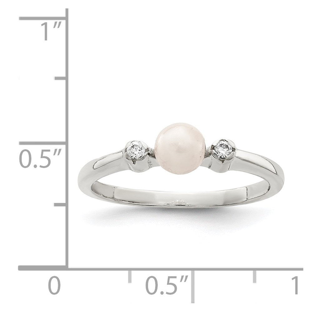 Sterling Silver CZ Imitation Pearl Ring