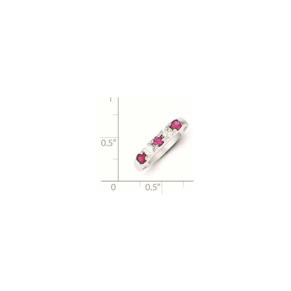 Sterling Silver Red & White CZ Ring