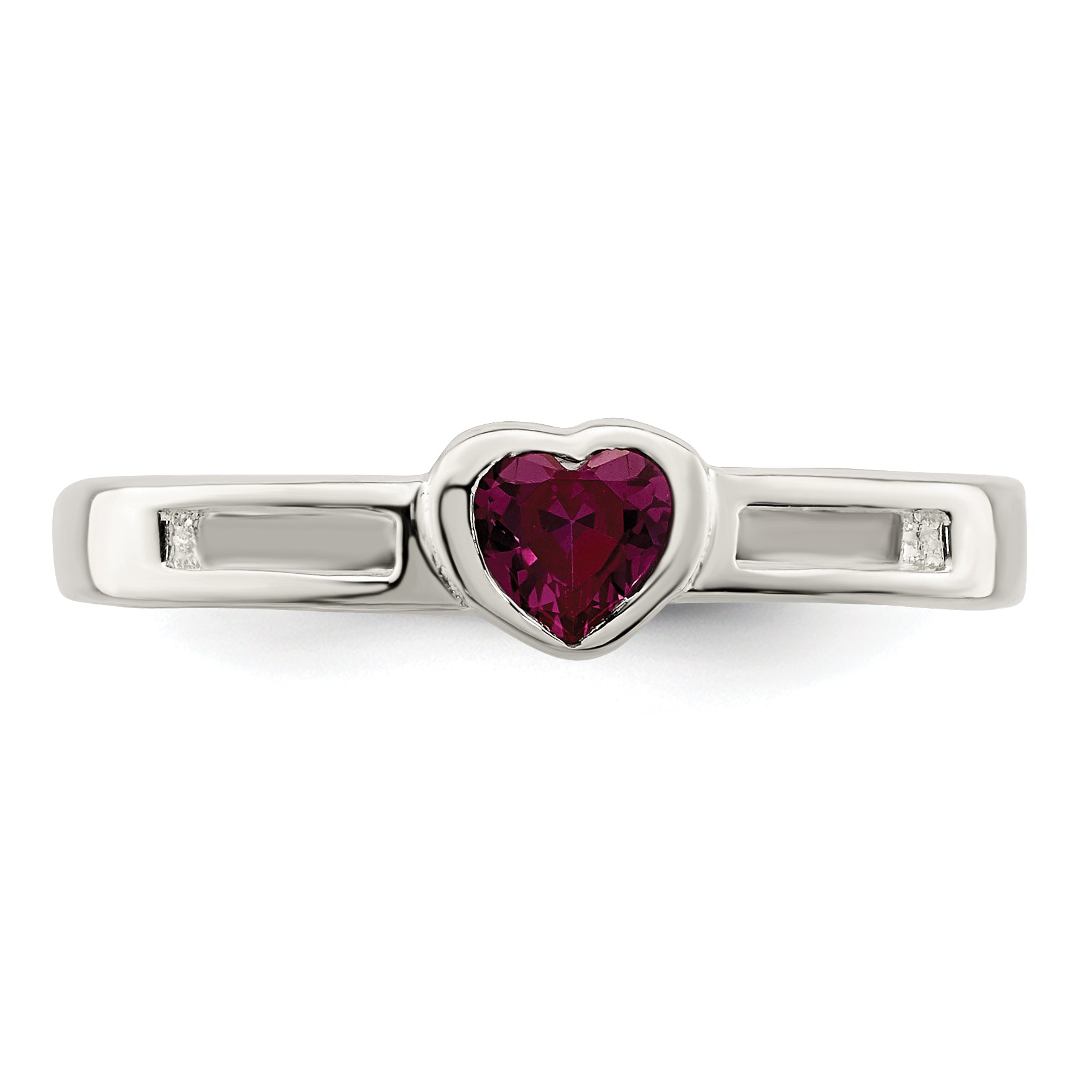 Sterling Silver Red CZ Heart Ring