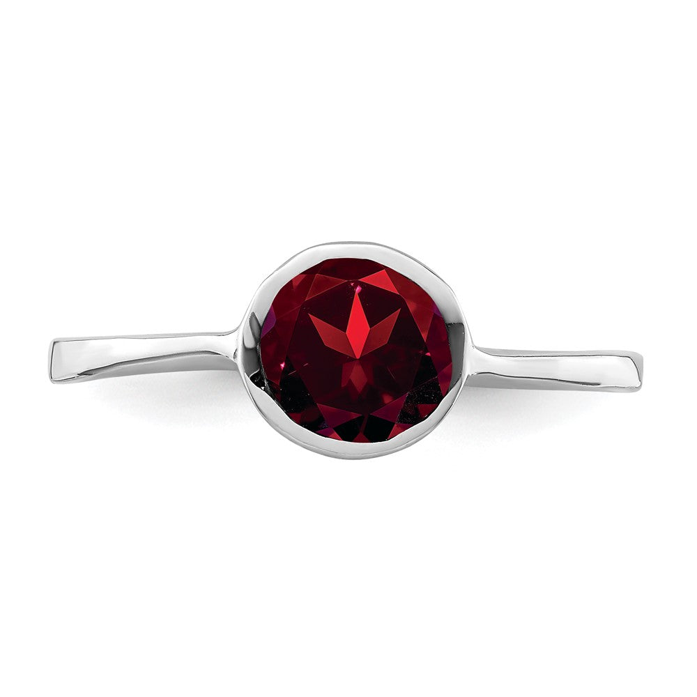 Sterling Silver Rhodium-plated Garnet Ring