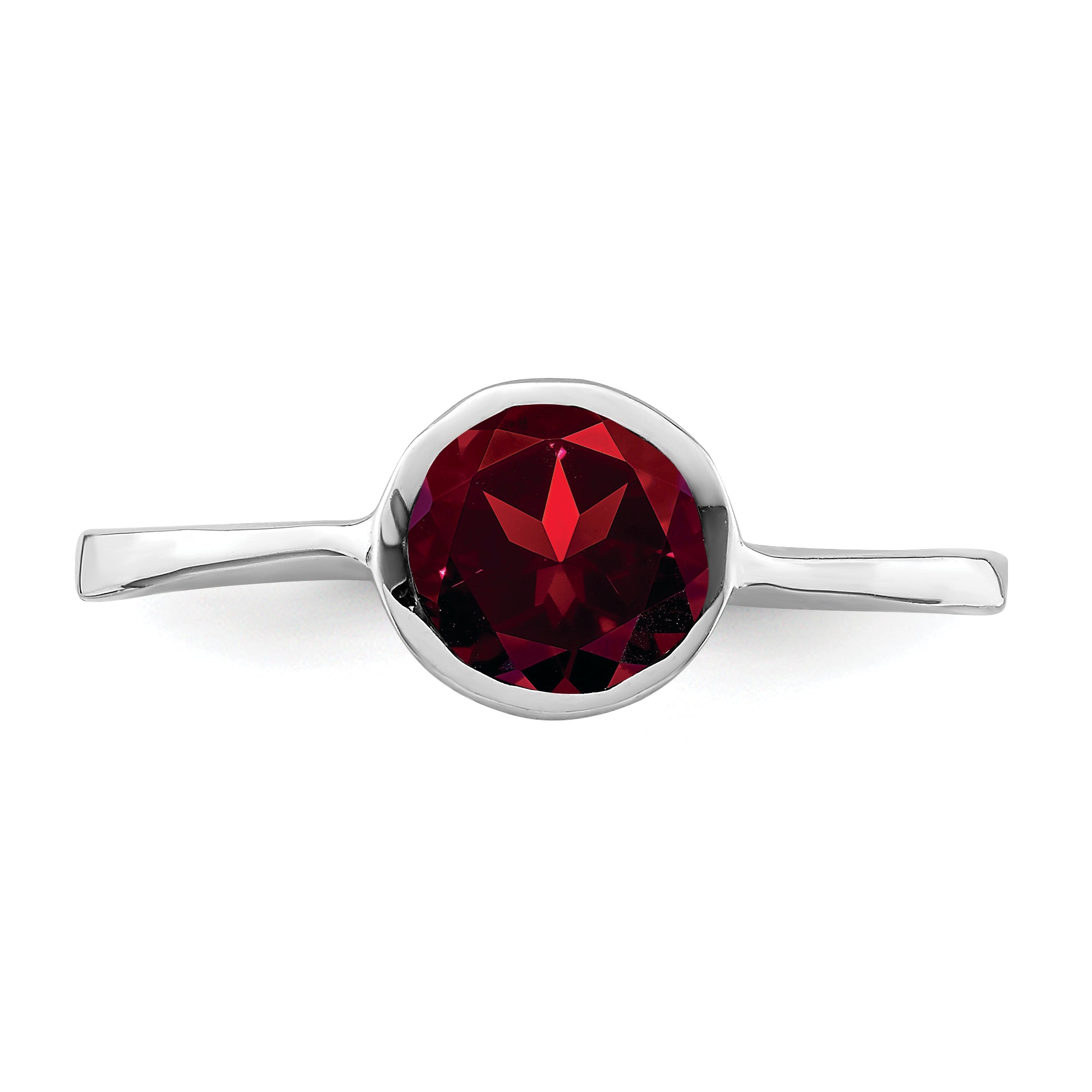 Sterling Silver Rhodium-plated Garnet Ring