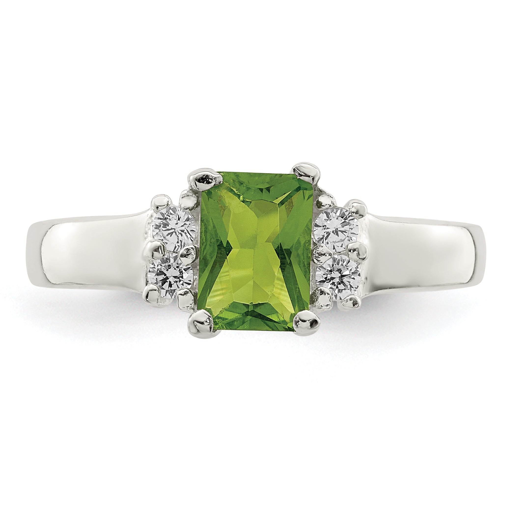 Sterling Silver Lime Green & White CZ Ring