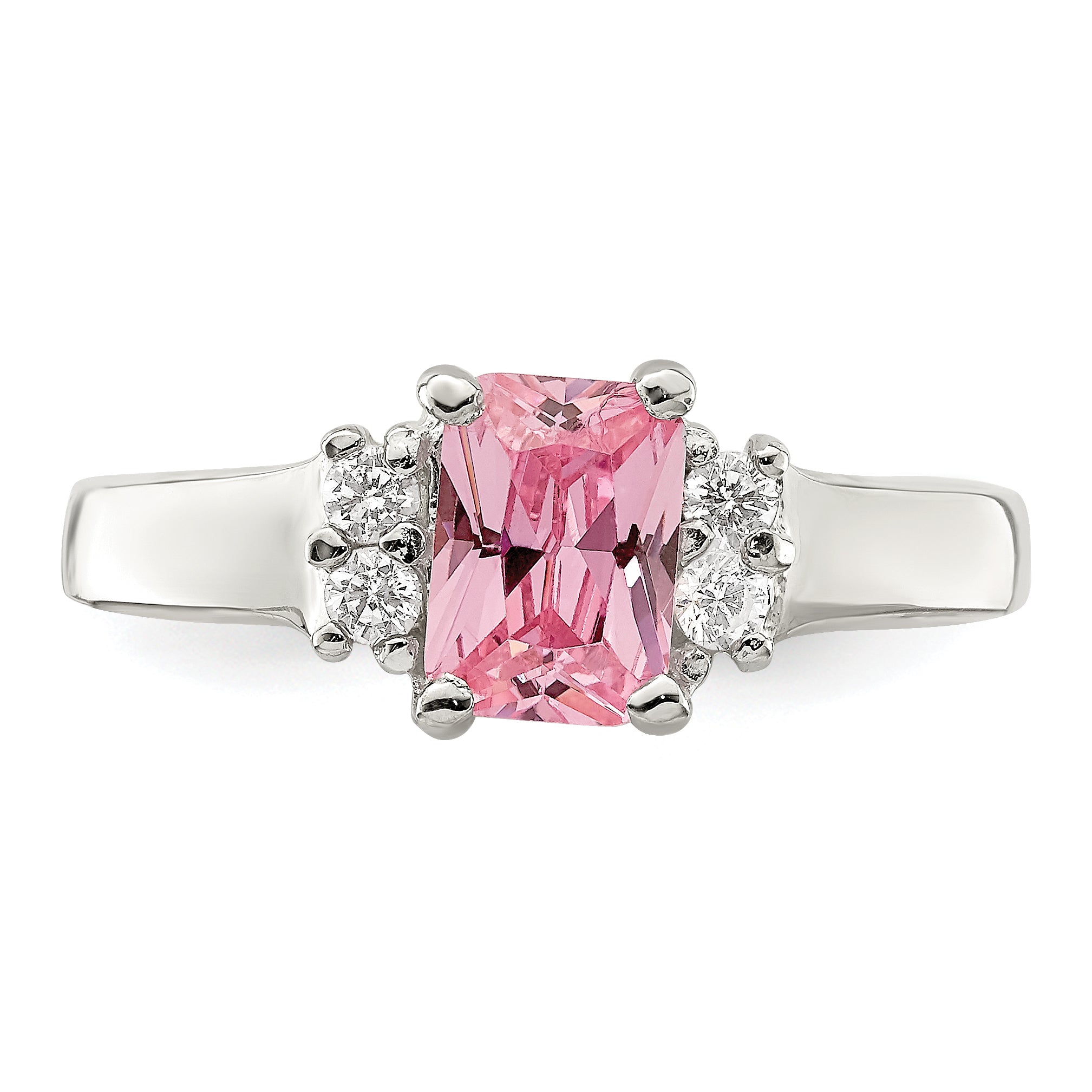 Sterling Silver Pink & White CZ Ring