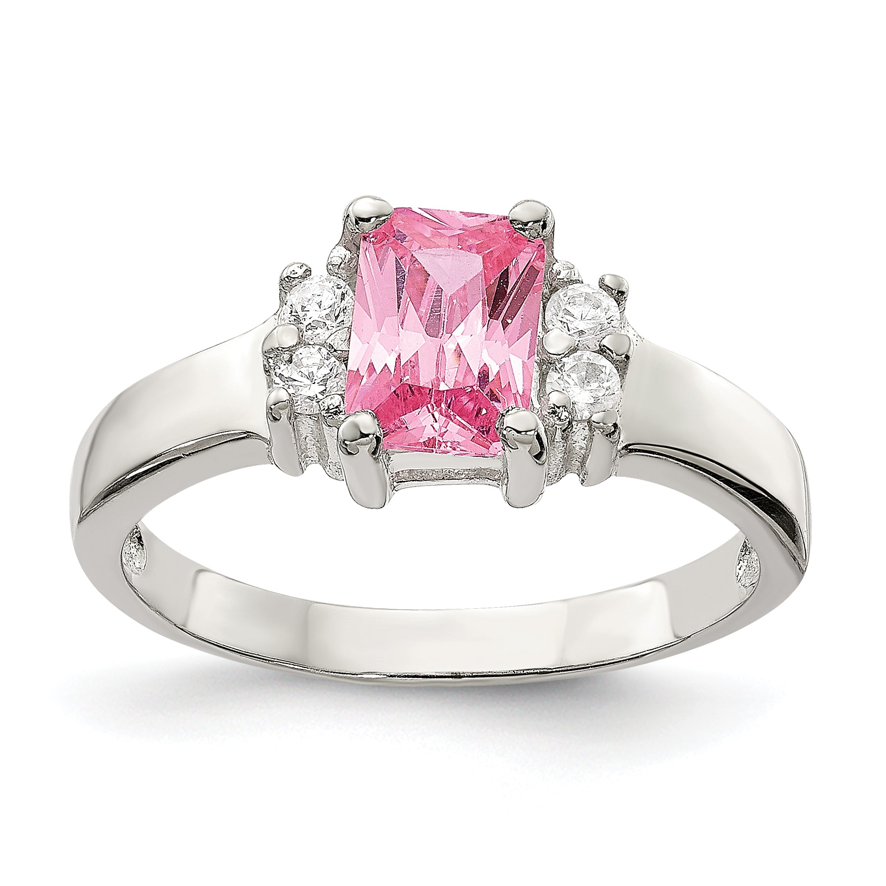 Sterling Silver Pink & White CZ Ring