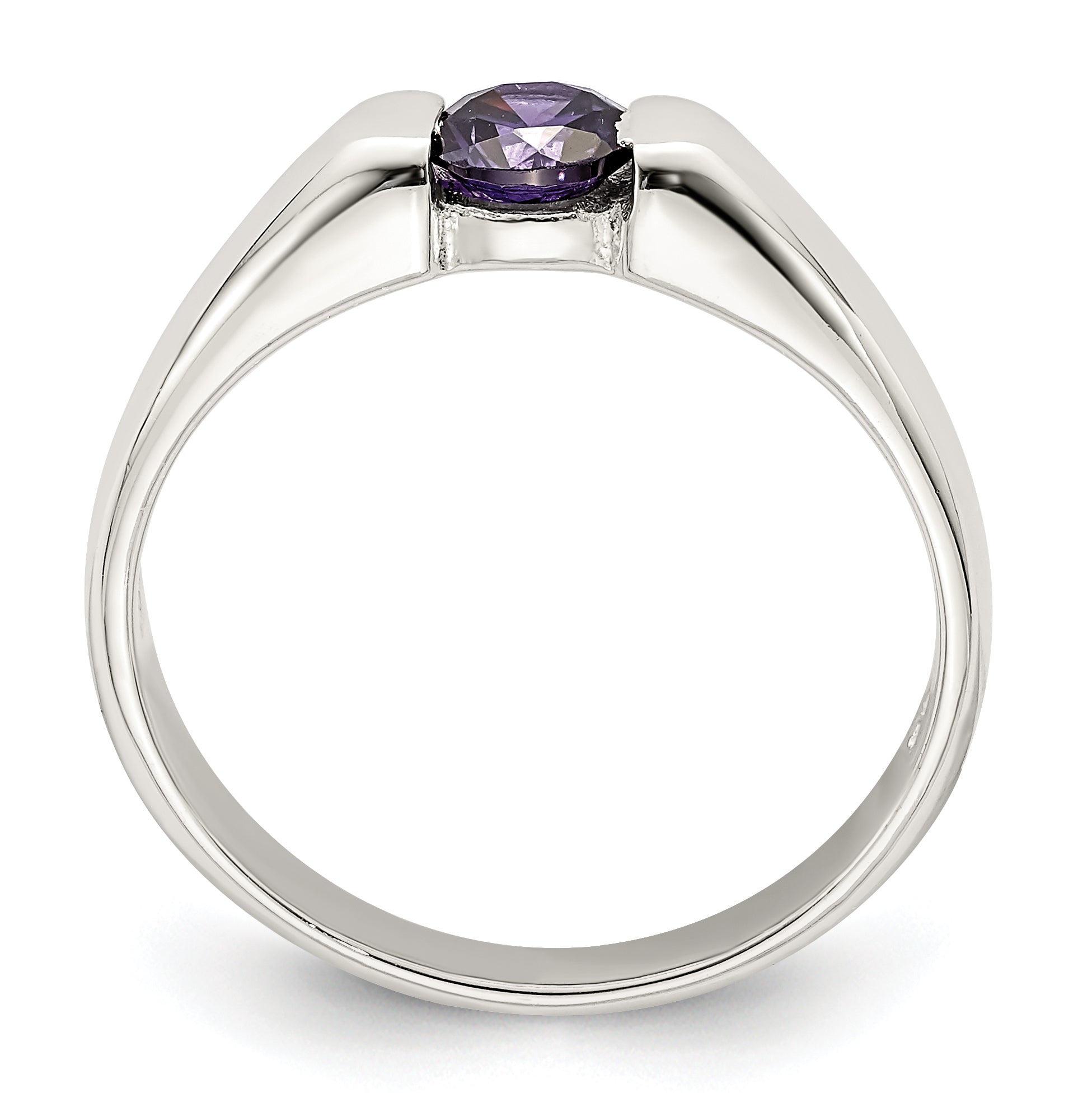 Sterling Silver Purple Round CZ Ring