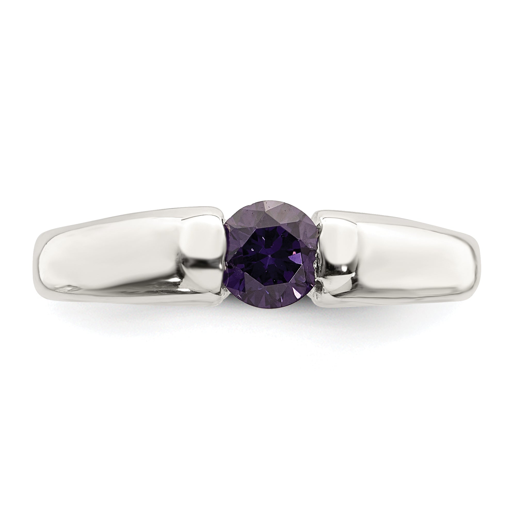 Sterling Silver Purple Round CZ Ring